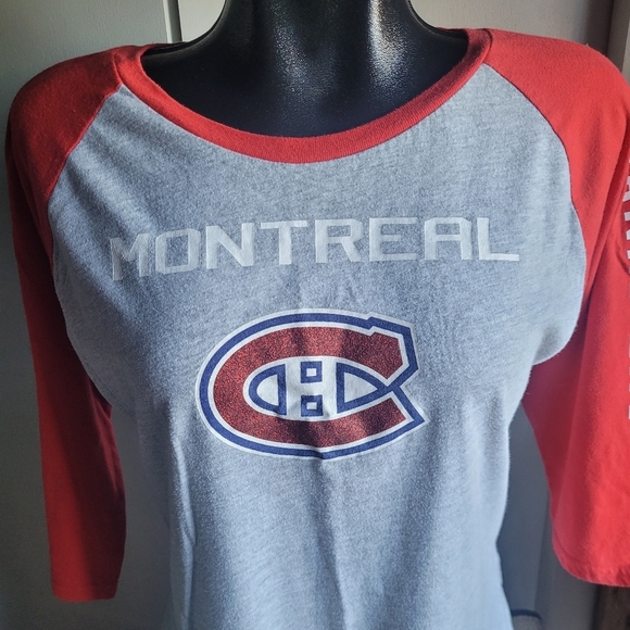 NHL Montreal Canadians Cropped Raglan Sleeve Top L - Picture 2 of 7